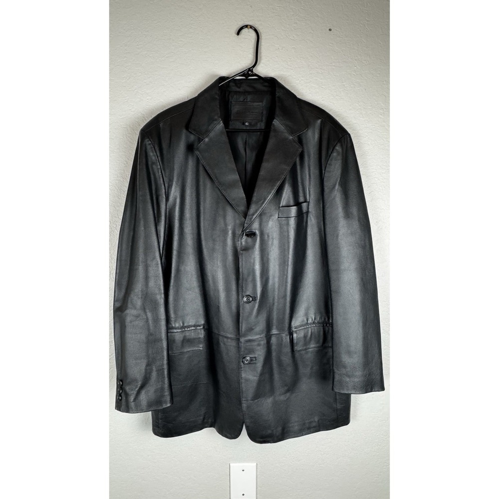 Croft & Barrow Genuine Leather Blazer Sport Coat Men's Medium Black